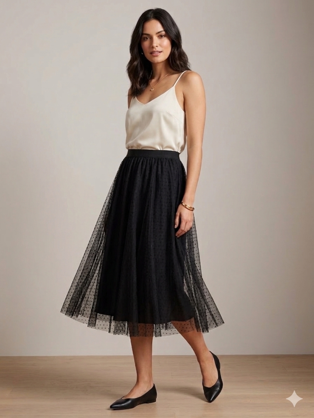 NWT Simons Twik Elegant Black Tulle Midi Skirt Small To Medium